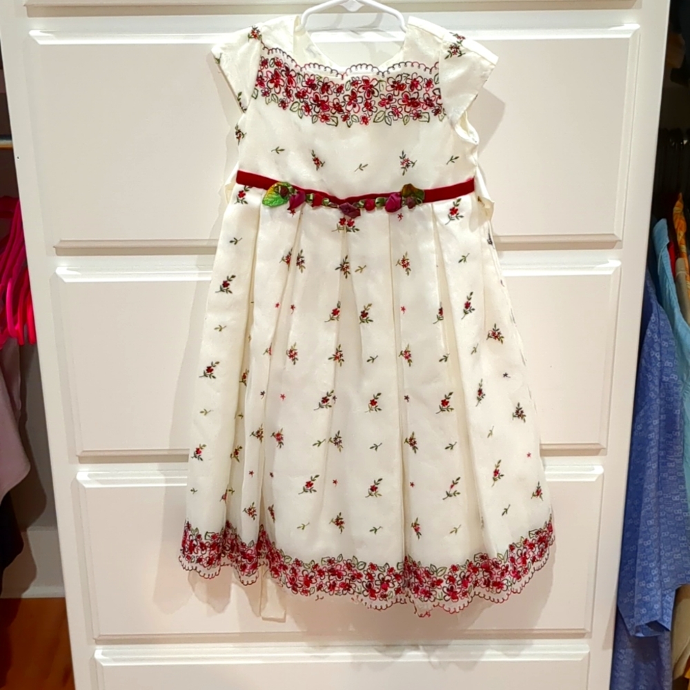 3/$30 Cream with red flower fancy dress